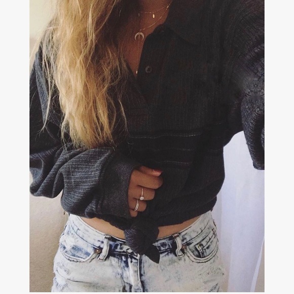 Urban outfitters Oversized Cropped grey polo - Picture 1 of 3